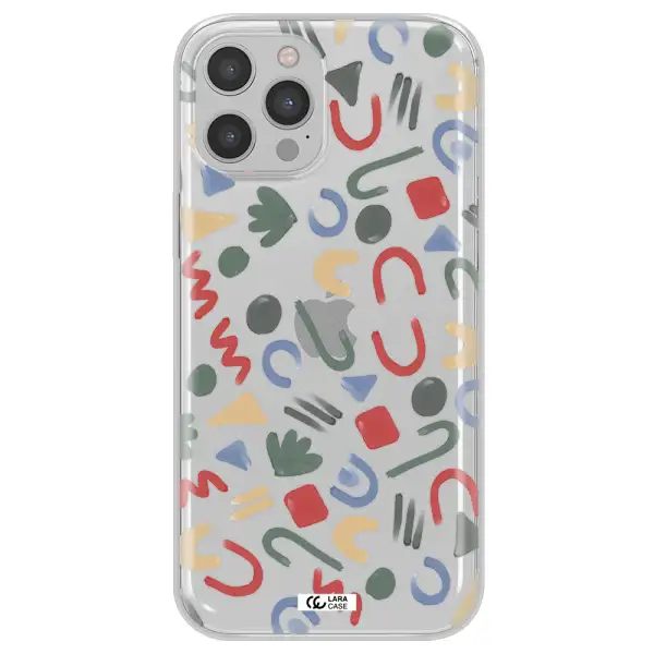 a pattern of colorful shapes Apple iPhone 12 pro Clear TPU Case