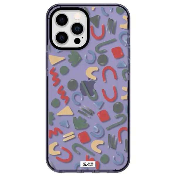 a pattern of colorful shapes Apple iPhone 12 pro max impact Lilac Case