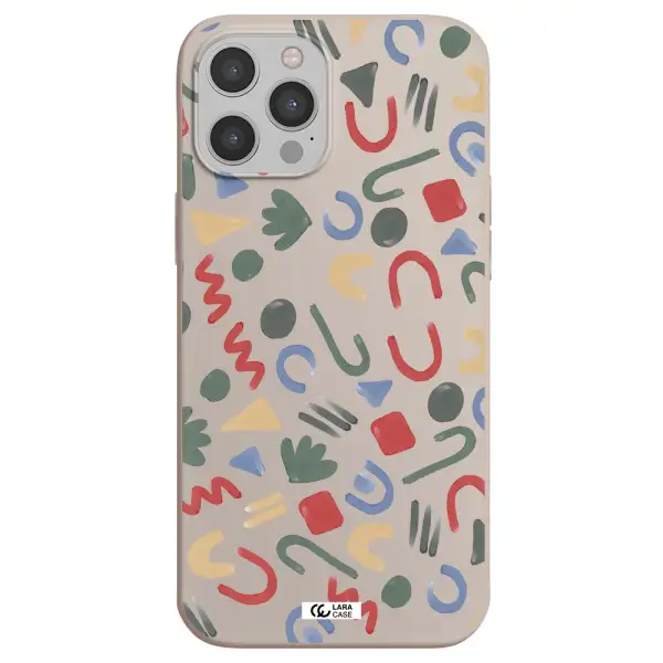 a pattern of colorful shapes Apple iPhone 12 pro max Silicone Stone Case