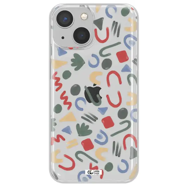 a pattern of colorful shapes Apple iPhone 13 Clear TPU Case