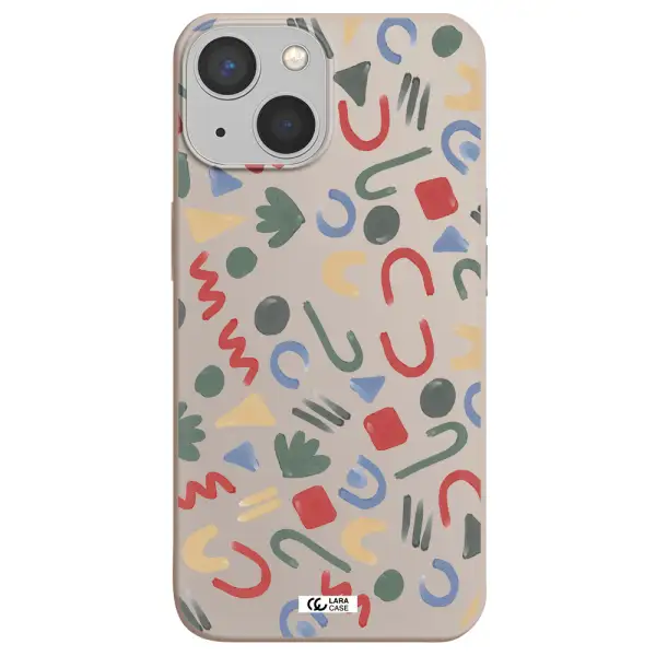 a pattern of colorful shapes Apple iPhone 13 mini Silicone Stone Case