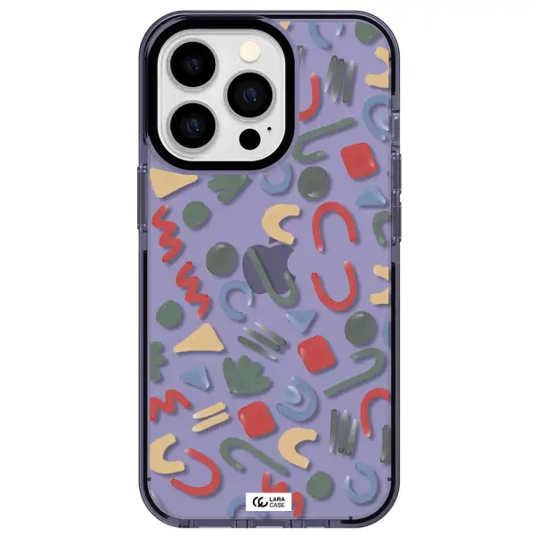a pattern of colorful shapes Apple iPhone 13 Pro impact Lilac Case