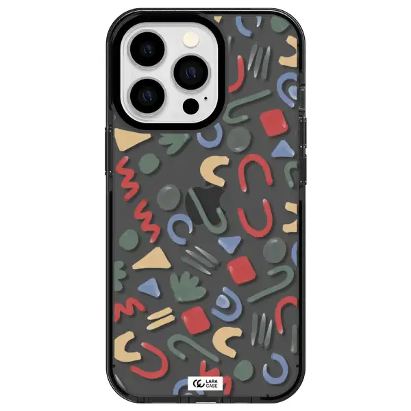 a pattern of colorful shapes Apple iPhone 13 Pro impact Smoke Black Case