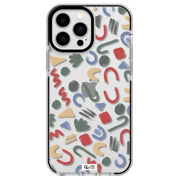 a pattern of colorful shapes Apple iPhone 13 Pro Max impact black border Case