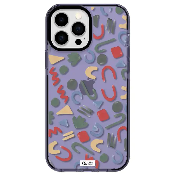 a pattern of colorful shapes Apple iPhone 13 Pro Max impact Lilac Case