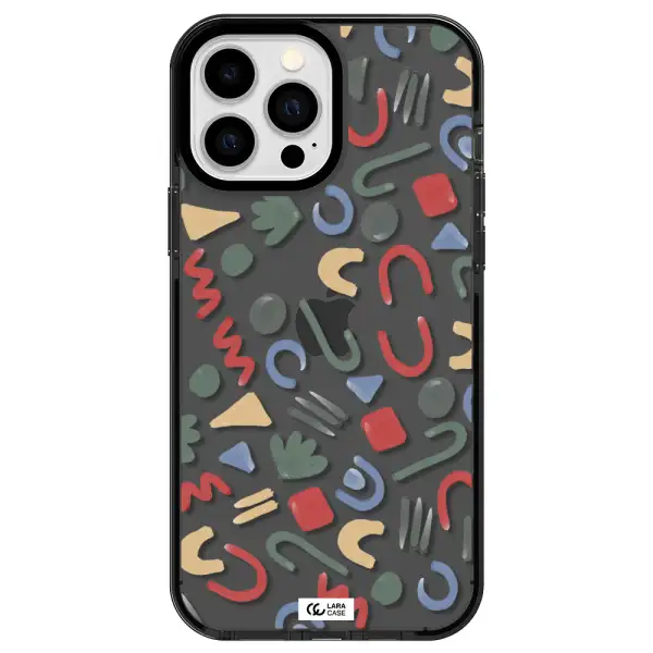 a pattern of colorful shapes Apple iPhone 13 Pro Max impact Smoke Black Case