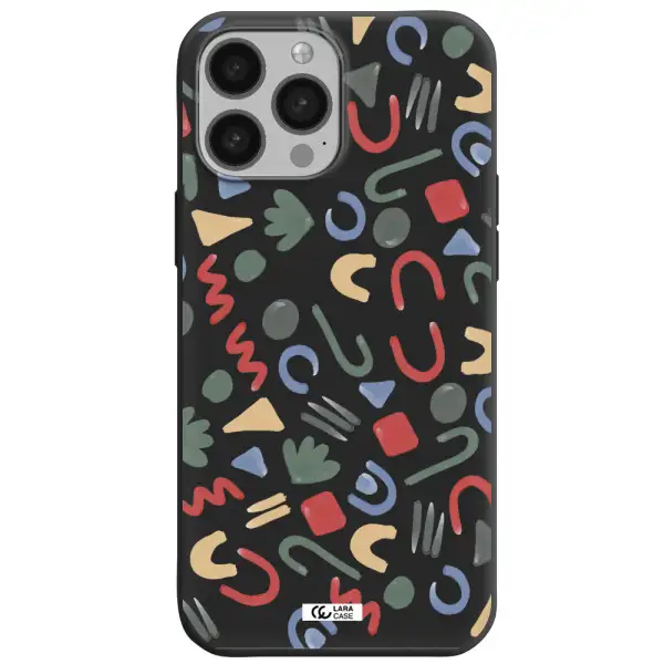 a pattern of colorful shapes Apple iPhone 13 Pro Silicone black Case