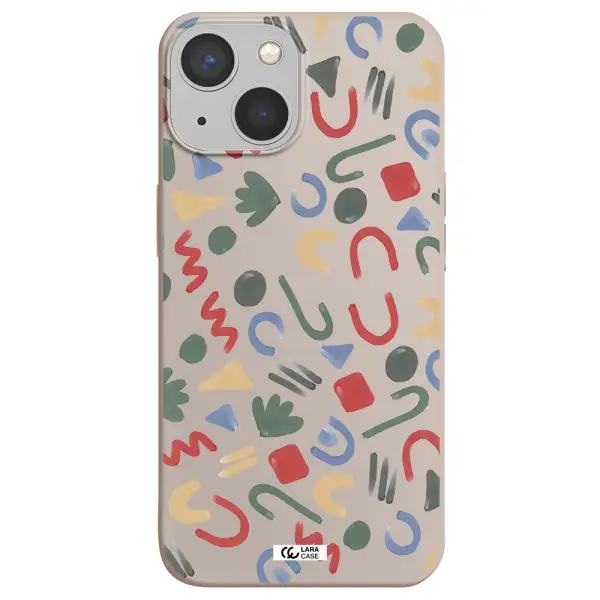 a pattern of colorful shapes Apple iPhone 13 Silicone Stone Case