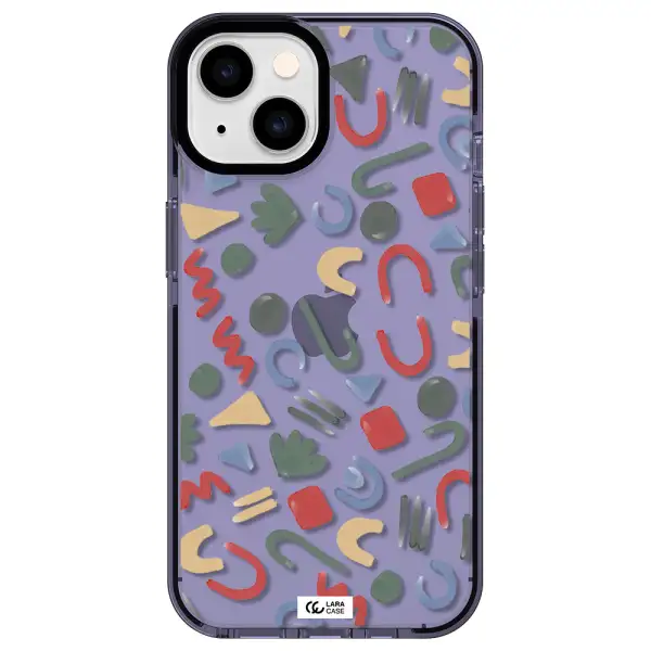 a pattern of colorful shapes Apple iPhone 14 impact Lilac Case