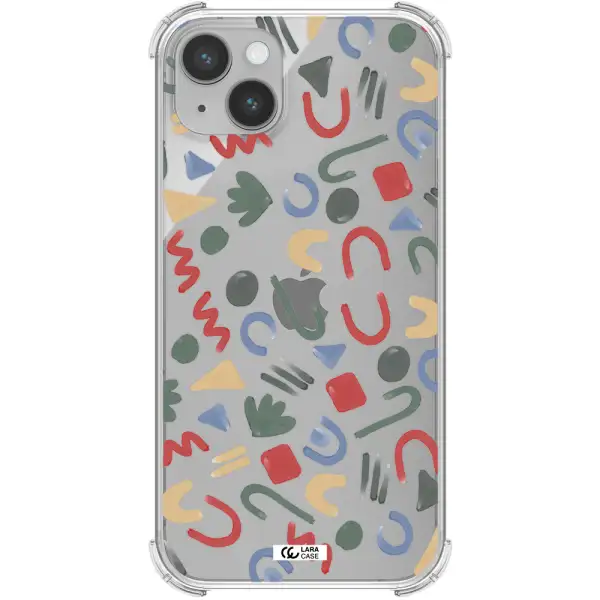 a pattern of colorful shapes Apple iPhone 14 plus Clear PC Case