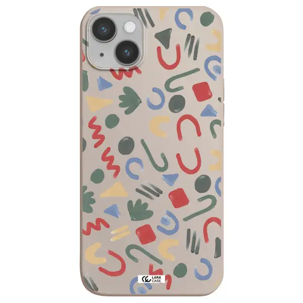a pattern of colorful shapes Apple iPhone 14 plus Silicone Stone Case