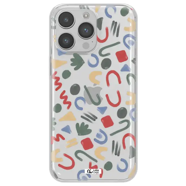a pattern of colorful shapes Apple iPhone 14 pro max Clear TPU Case