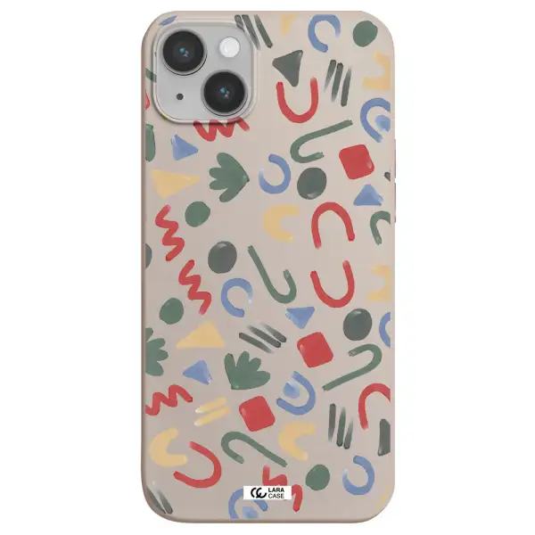 a pattern of colorful shapes Apple iPhone 14 Silicone Stone Case