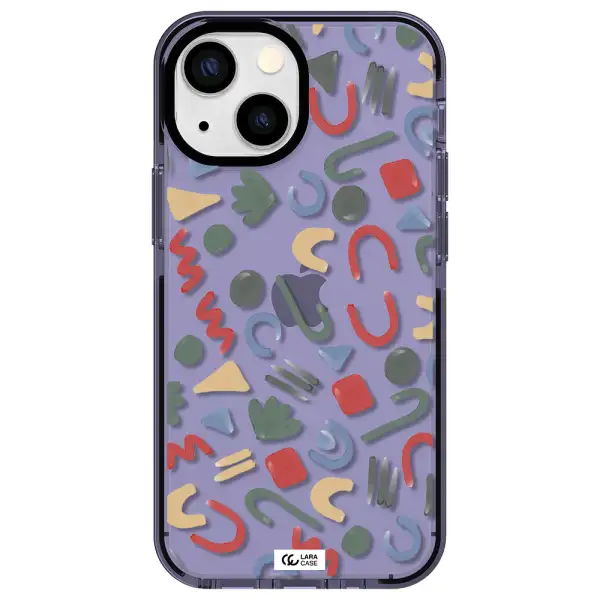 a pattern of colorful shapes Apple iPhone 15 impact Lilac Case