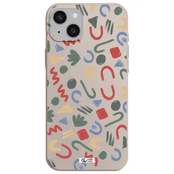 a pattern of colorful shapes Apple iphone 15 plus Silicone Stone Case