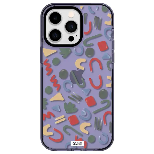 a pattern of colorful shapes Apple iPhone 15 Pro impact Lilac Case