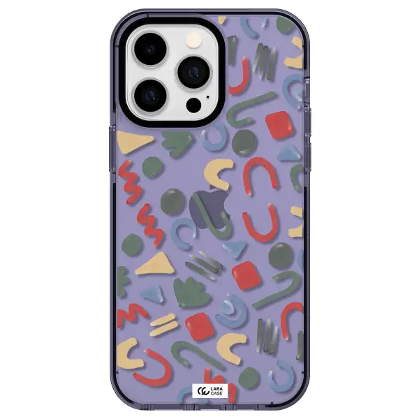 a pattern of colorful shapes Apple iPhone 15 Pro Max impact Lilac Case