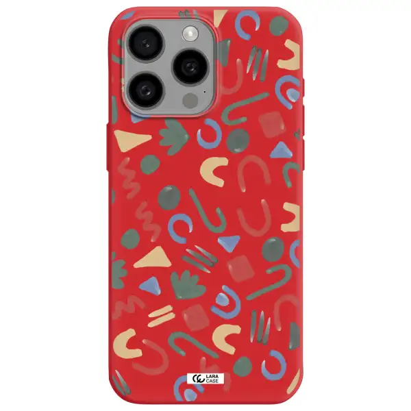 A Pattern Of Colorful Shapes Apple Iphone 15 Pro Max Silicone Imperial Red Case