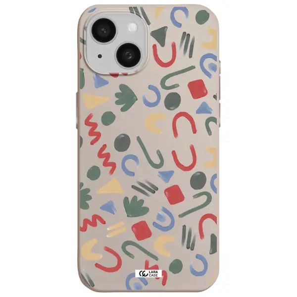 a pattern of colorful shapes Apple iPhone 15 Silicone Stone Case