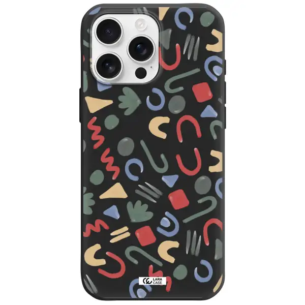 A Pattern Of Colorful Shapes Apple Iphone 16 Pro Max Silicone Black Case