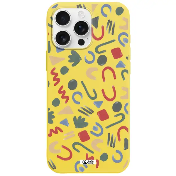 A Pattern Of Colorful Shapes Apple Iphone 16 Pro Max Silicone Canary Yellow Case