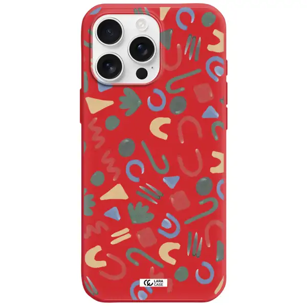 A Pattern Of Colorful Shapes Apple Iphone 16 Pro Max Silicone Imperial Red Case