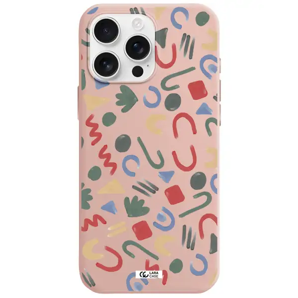 A Pattern Of Colorful Shapes Apple Iphone 16 Pro Max Silicone Pastel Pink Case