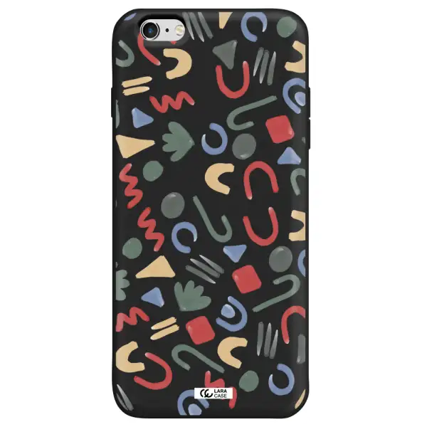 a pattern of colorful shapes Apple iPhone 6 plus Silicone black Case