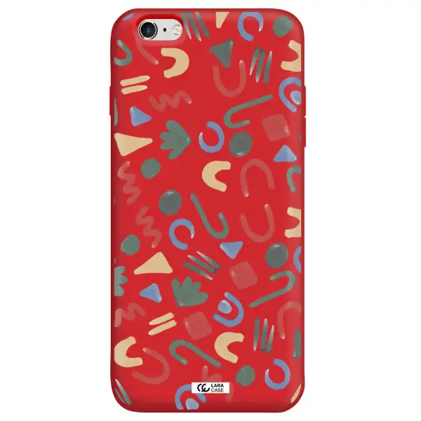 a pattern of colorful shapes Apple iPhone 6 plus Silicone Imperial Red Case