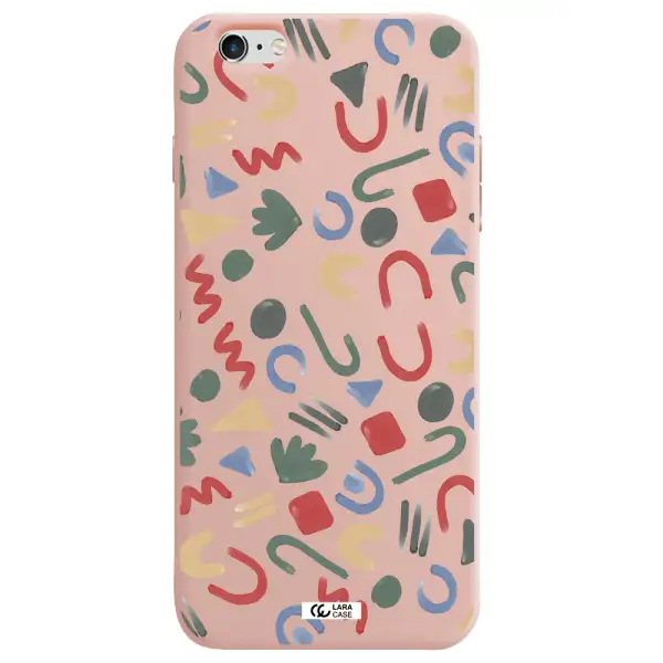 a pattern of colorful shapes Apple iPhone 6 plus Silicone pastel pink Case