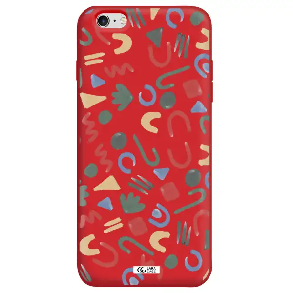 a pattern of colorful shapes Apple iPhone 6 s plus Silicone Imperial Red Case