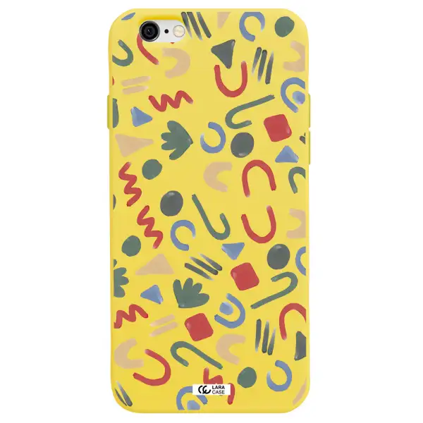 a pattern of colorful shapes Apple iPhone 6 Silicone canary yellow Case