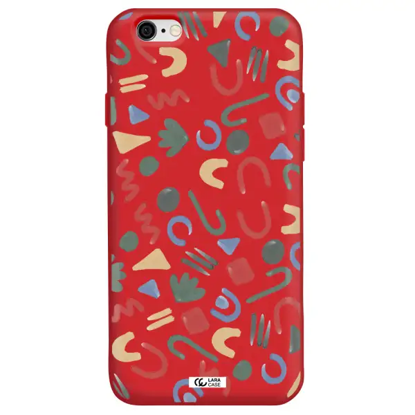 a pattern of colorful shapes Apple iPhone 6 Silicone Imperial Red Case
