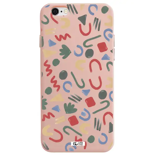 a pattern of colorful shapes Apple iPhone 6 Silicone pastel pink Case