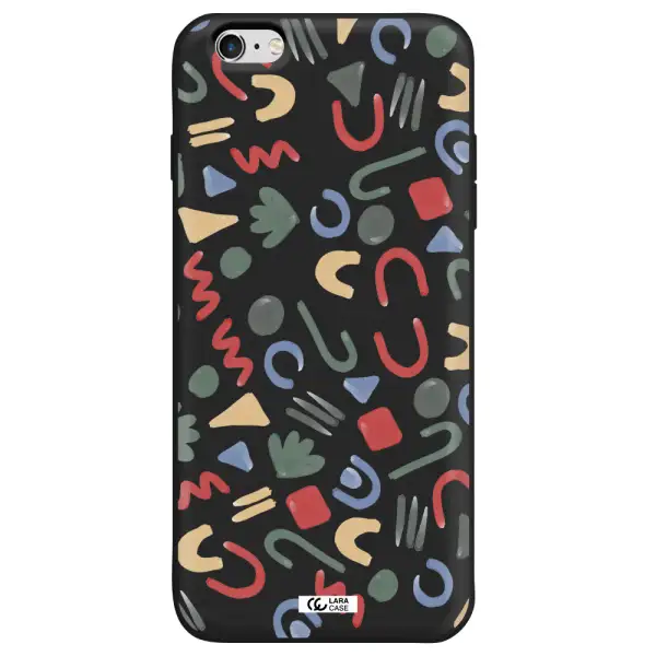 a pattern of colorful shapes Apple iPhone 6S Silicone black Case