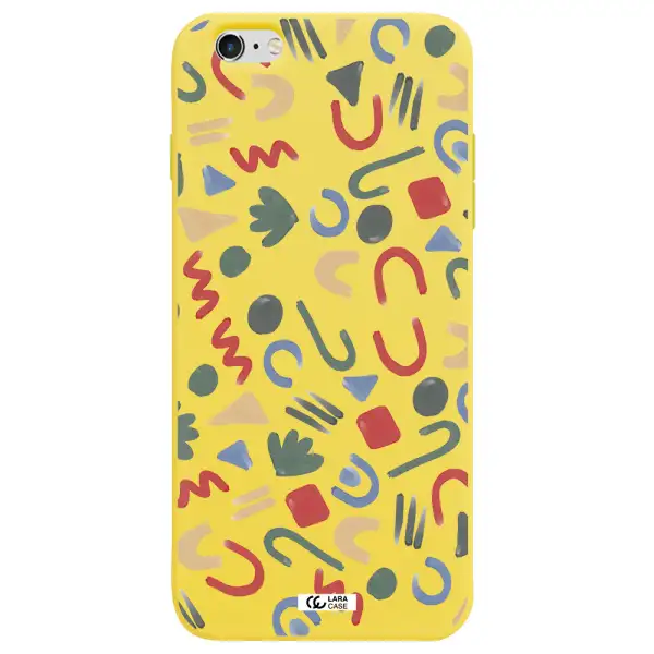 a pattern of colorful shapes Apple iPhone 6S Silicone canary yellow Case