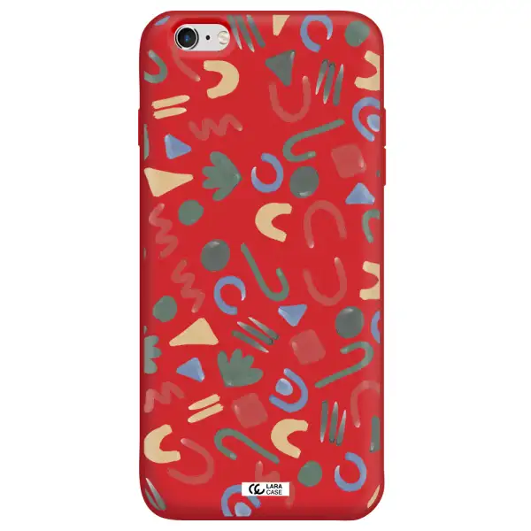 a pattern of colorful shapes Apple iPhone 6S Silicone Imperial Red Case