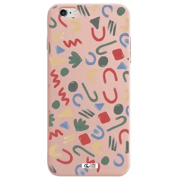 a pattern of colorful shapes Apple iPhone 6S Silicone pastel pink Case