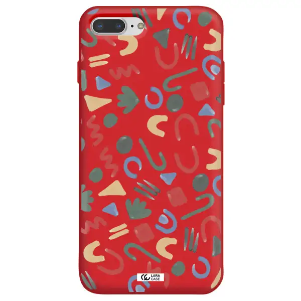 a pattern of colorful shapes Apple iPhone 7 plus Silicone Imperial Red Case