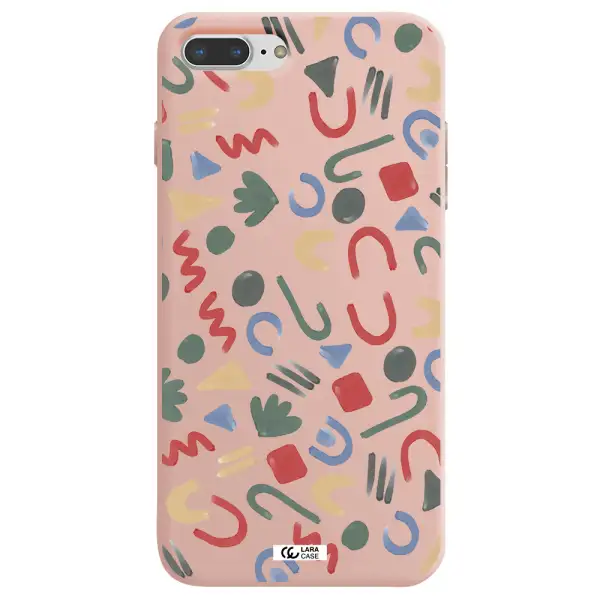 a pattern of colorful shapes Apple iPhone 7 plus Silicone pastel pink Case