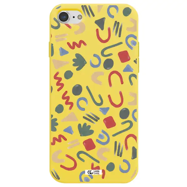 a pattern of colorful shapes Apple iPhone 7 Silicone canary yellow Case