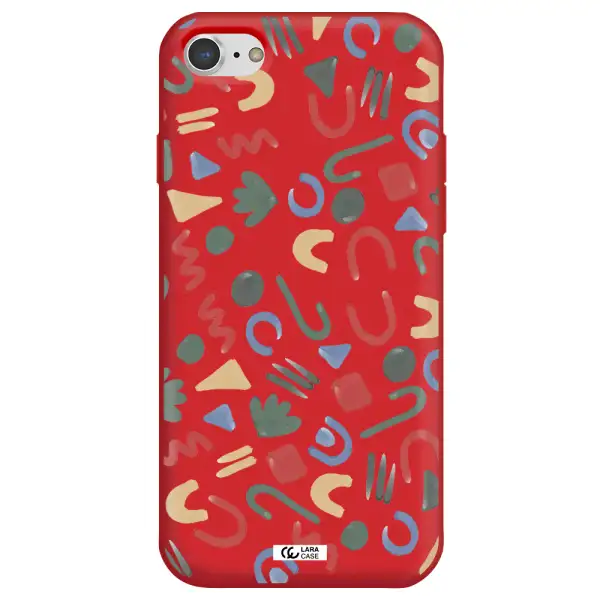 a pattern of colorful shapes Apple iPhone 7 Silicone Imperial Red Case