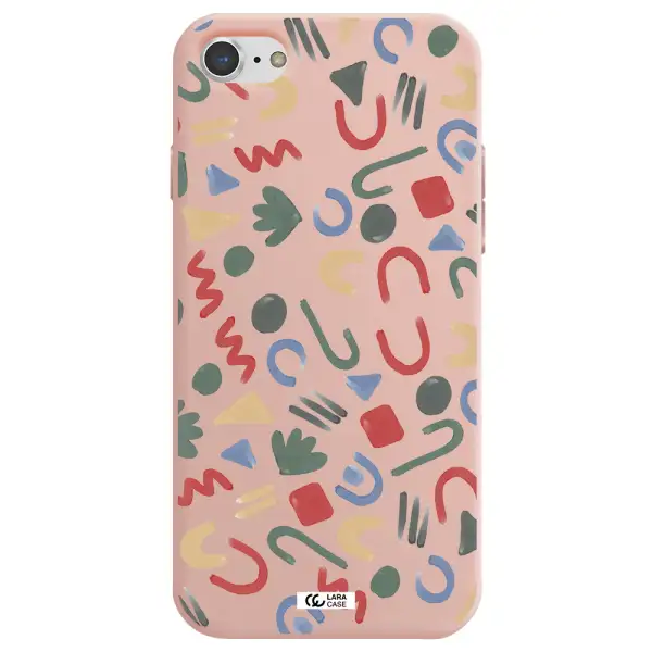 a pattern of colorful shapes Apple iPhone 7 Silicone pastel pink Case