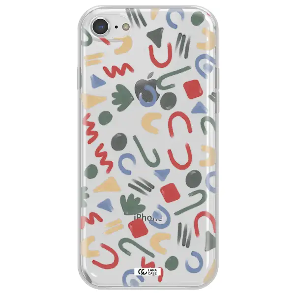 a pattern of colorful shapes Apple iPhone 8 Clear TPU Case