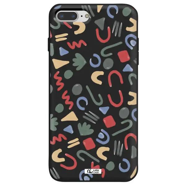 a pattern of colorful shapes Apple iPhone 8 plus Silicone black Case