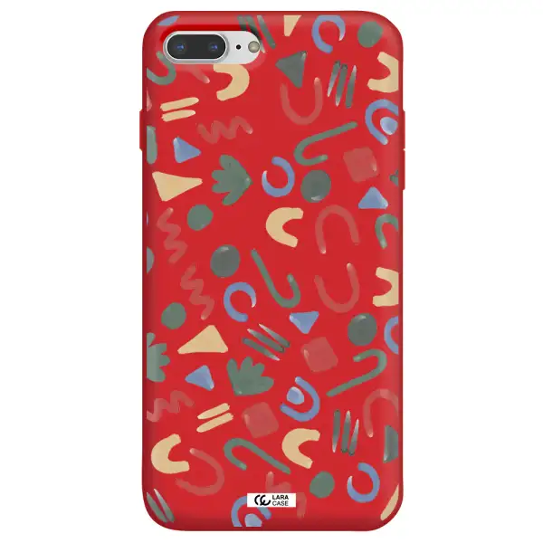 a pattern of colorful shapes Apple iPhone 8 plus Silicone Imperial Red Case