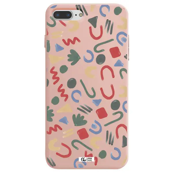 a pattern of colorful shapes Apple iPhone 8 plus Silicone pastel pink Case