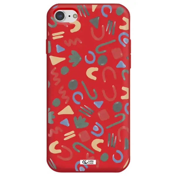 a pattern of colorful shapes Apple iPhone 8 Silicone Imperial Red Case