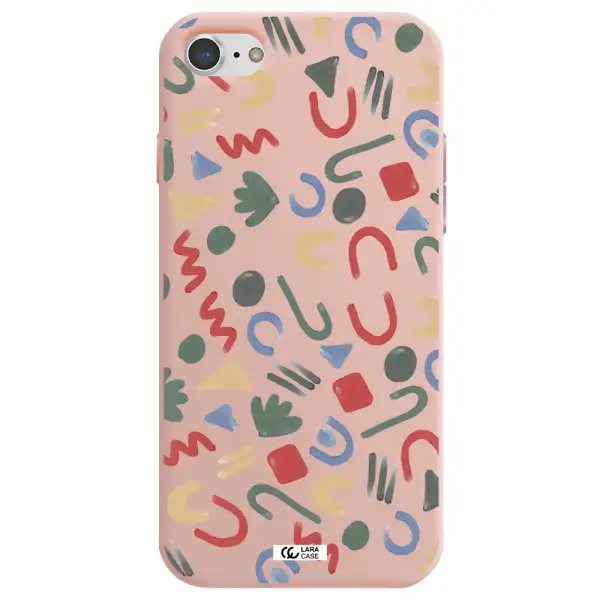 a pattern of colorful shapes Apple iPhone 8 Silicone pastel pink Case