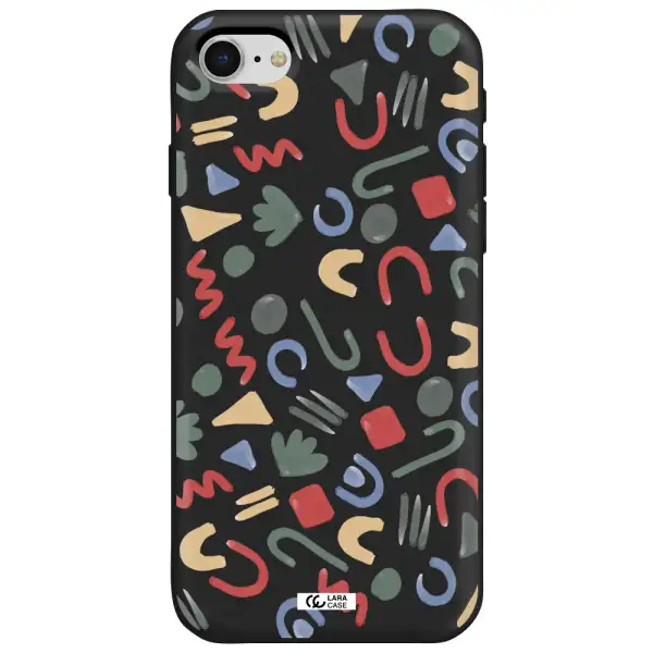 a pattern of colorful shapes Apple iPhone se 2020 Silicone black Case